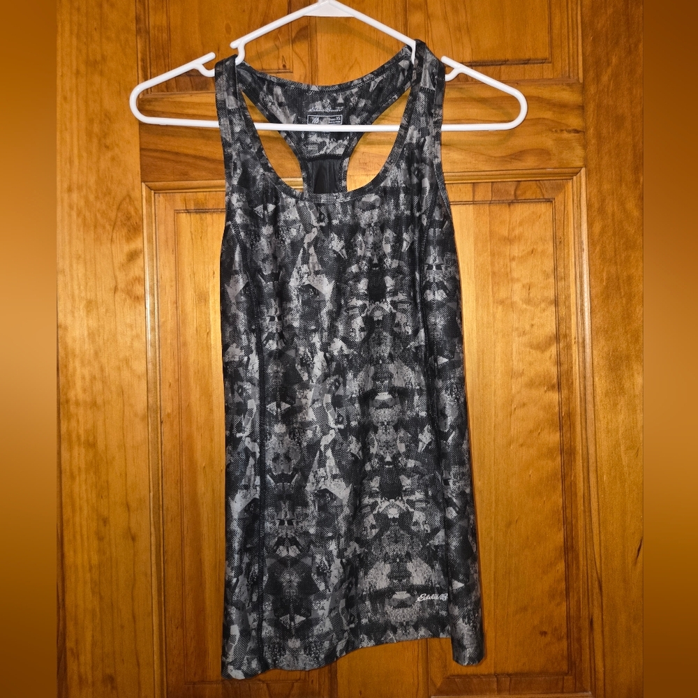 Eddie Bauer Black and Gray Patterned Tank Top